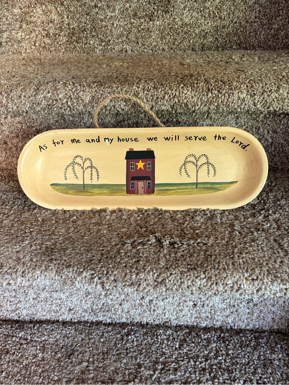 Primitive Heartwood Home Wall Sign in Cream with Red House